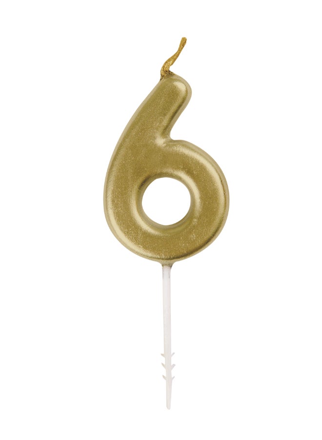 Gold Number Candle 6